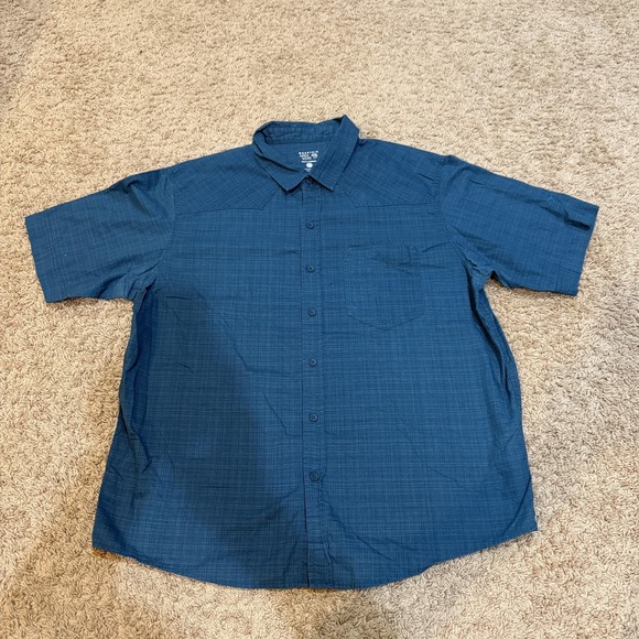 Mountain Hardwear Shirt Mens Large Blue Short Sleeve Button Up Outdoor Hiking - Picture 1 of 6